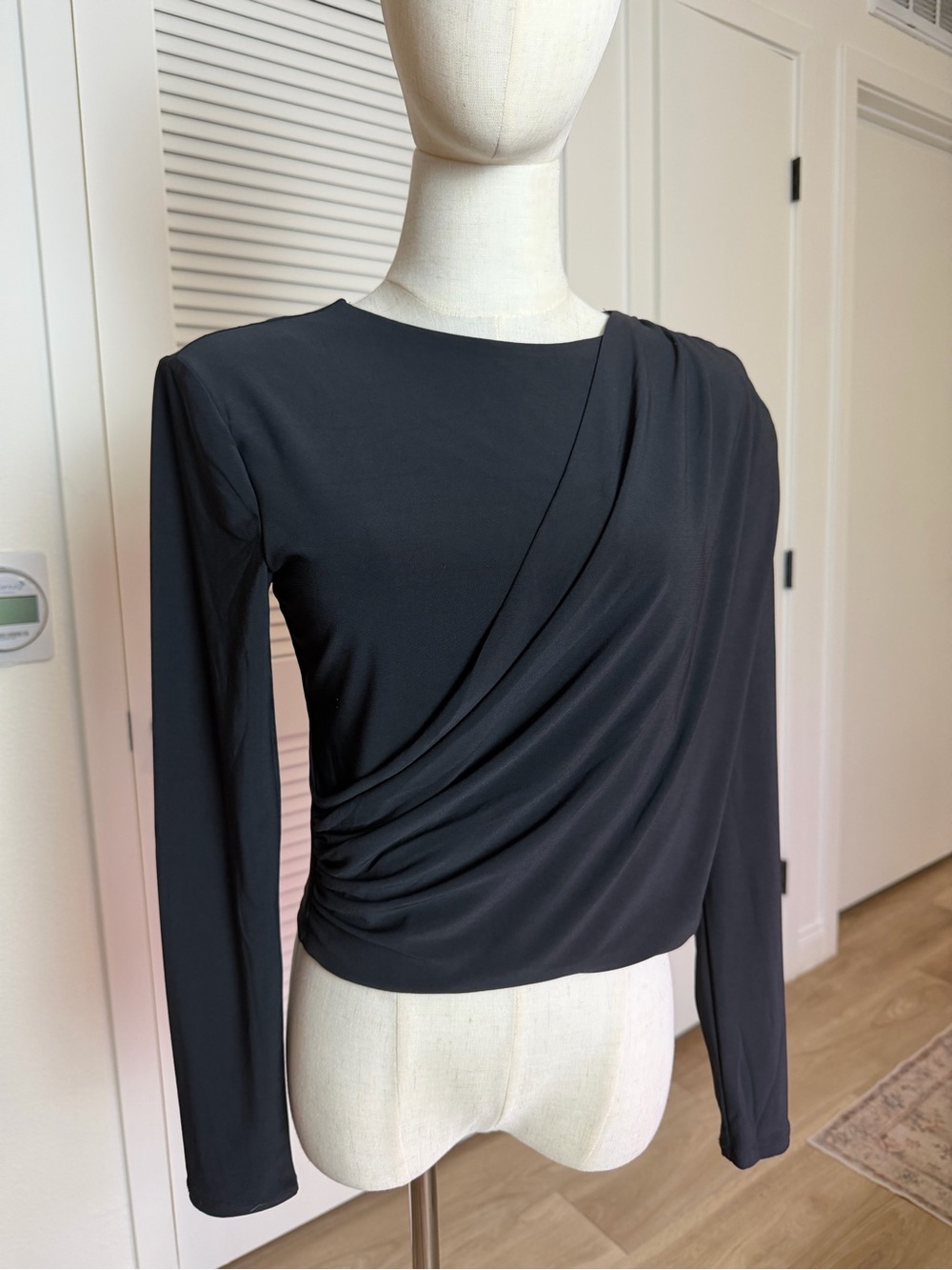 NWT Express Black Draped Long Sleeve Top
